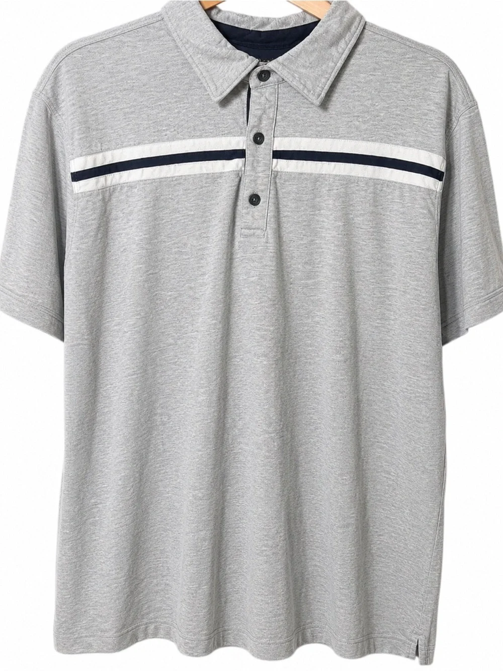 Banana Republic Vintage Gray Stripe Polo Shirt XL